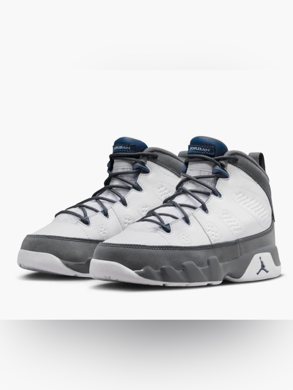 Jordan Kids Mid-Top Sneakers in White, Gray and Navy